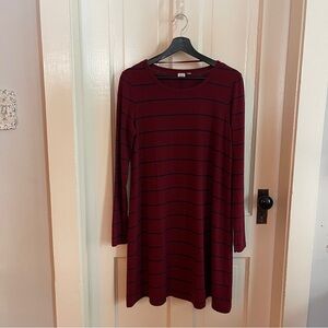 Gap Dress Burgundy w/stripes Size M